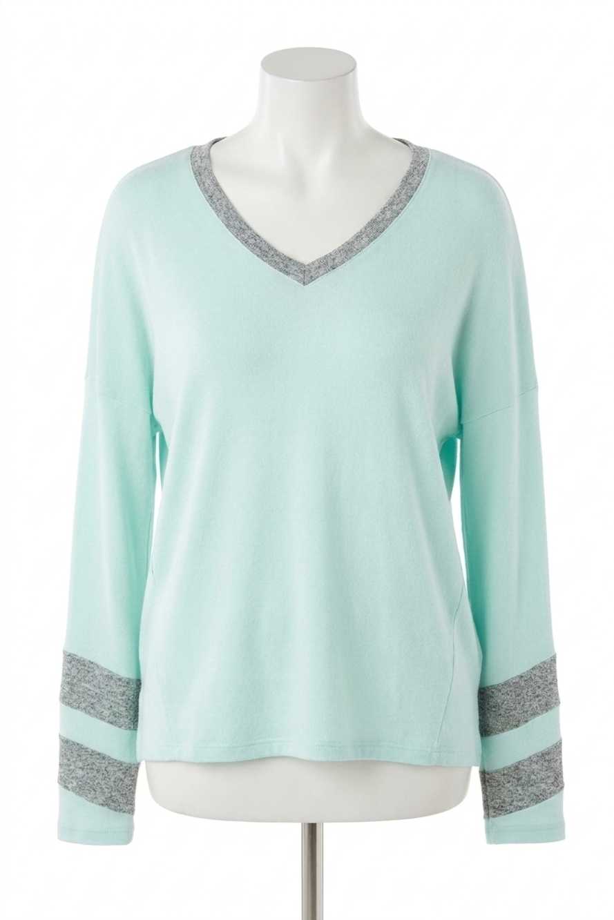 NEW FRENCH KYSS long sleeve love v-neck top in mist